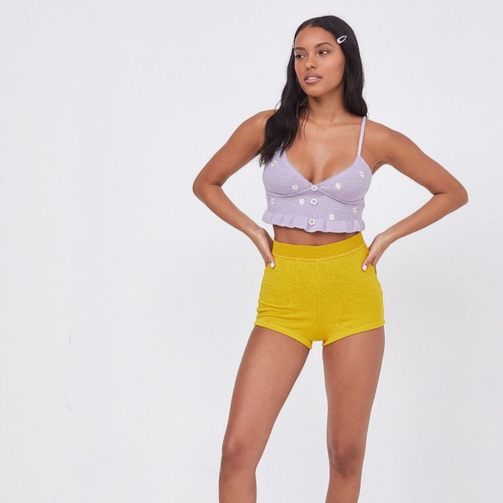 For Love and Lemons Purple Daisy Cropped Tank